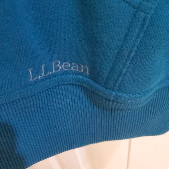 LL Bean sherpa lined jacket hoodie zip sweatshirt teal blue large L - Picture 5 of 5
